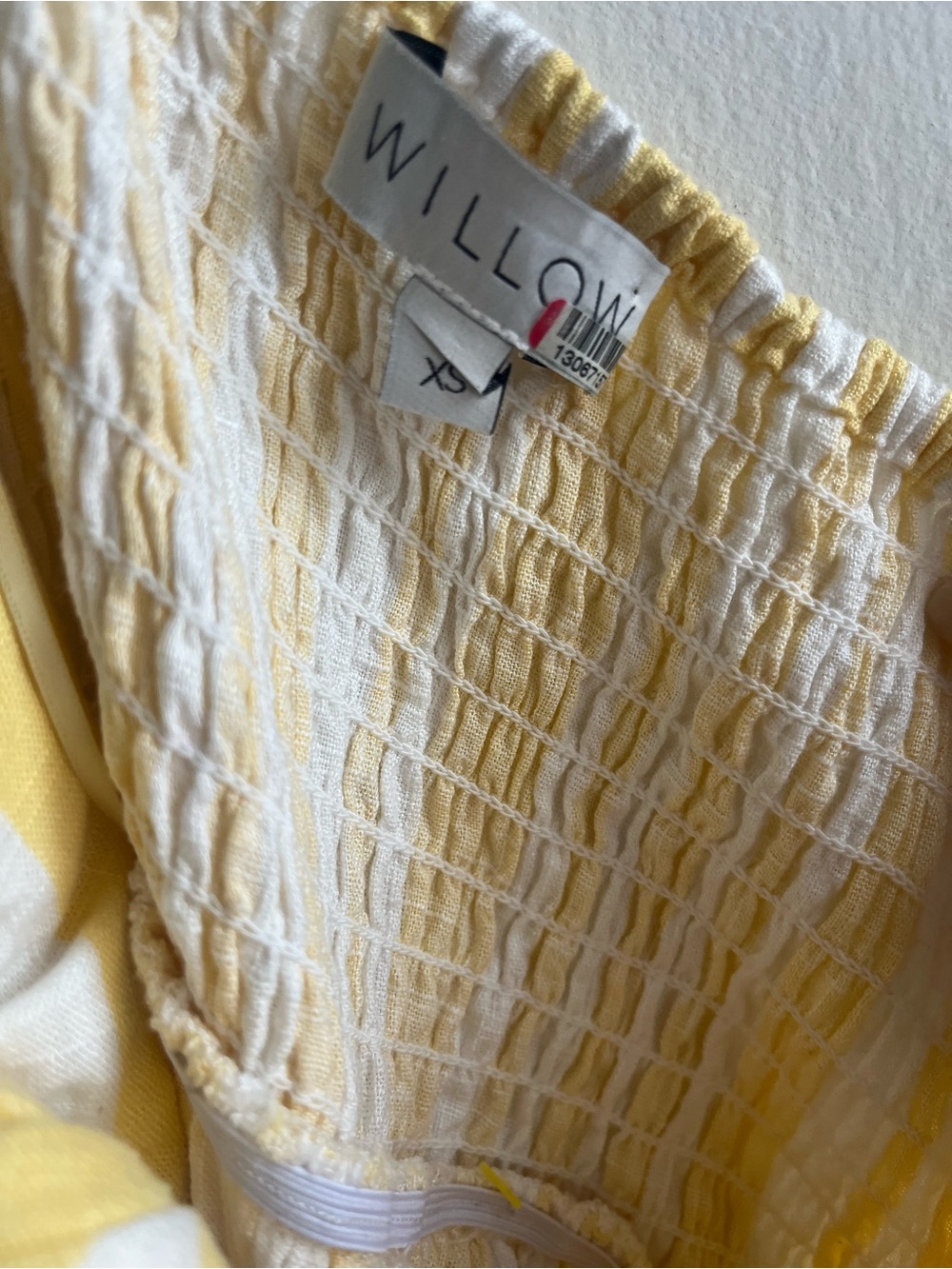 Willow Yellow and White Striped Tie-Front Wide Leg One Piece Jumpsuit Pockets XS - Picture 3 of 6